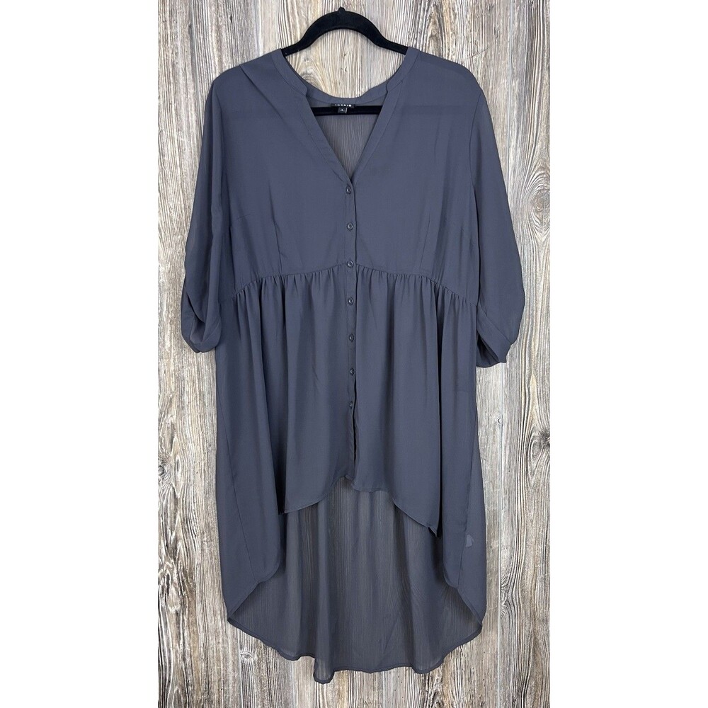 Torrid Midi Dress 1 (1X) Grey Flowing Hi-low Semi-Sheer Boho Chic Date Night